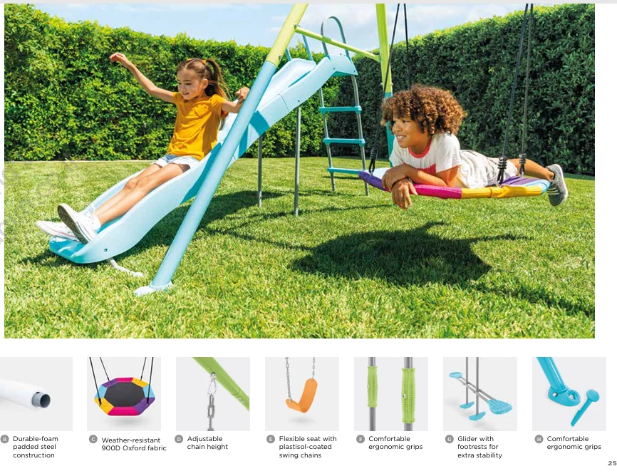 נדנדת ארבע חלקים ומגלשה 1.70 מטר לחצר לילדים |424X235X200ס"מ| INTEX – תמונה 4