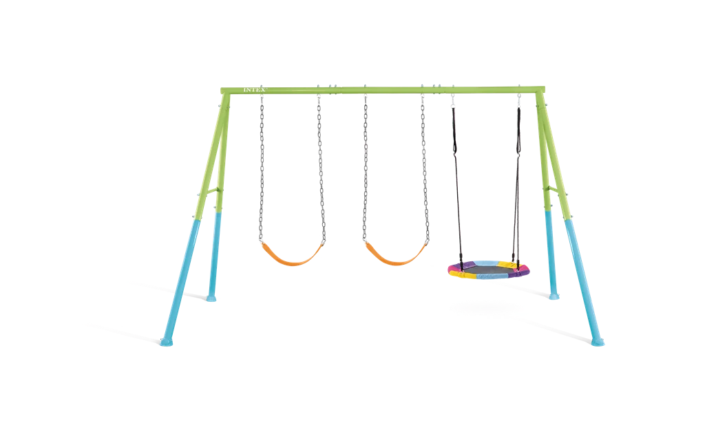 נדנדת שלושה חלקים שתי נדנדות מושב גמיש ונדנדת צלחת לחצר|343X235X200ס"מ| INTEX