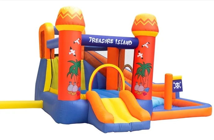 מתקן קפיצה מתנפח אי הפיראטים עם מים | JUMPER | שיכשוכית+מגלשה+קיר טיפוס – תמונה 2