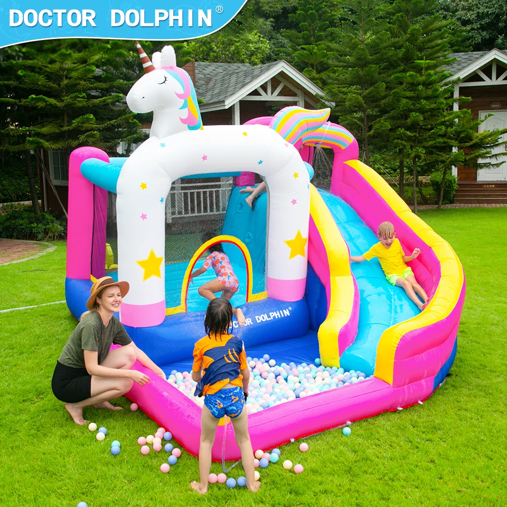 מתקן מתנפח עם מים חד קרן קשת בענן | מתקן רטוב | Doctor Dolphin – תמונה 4