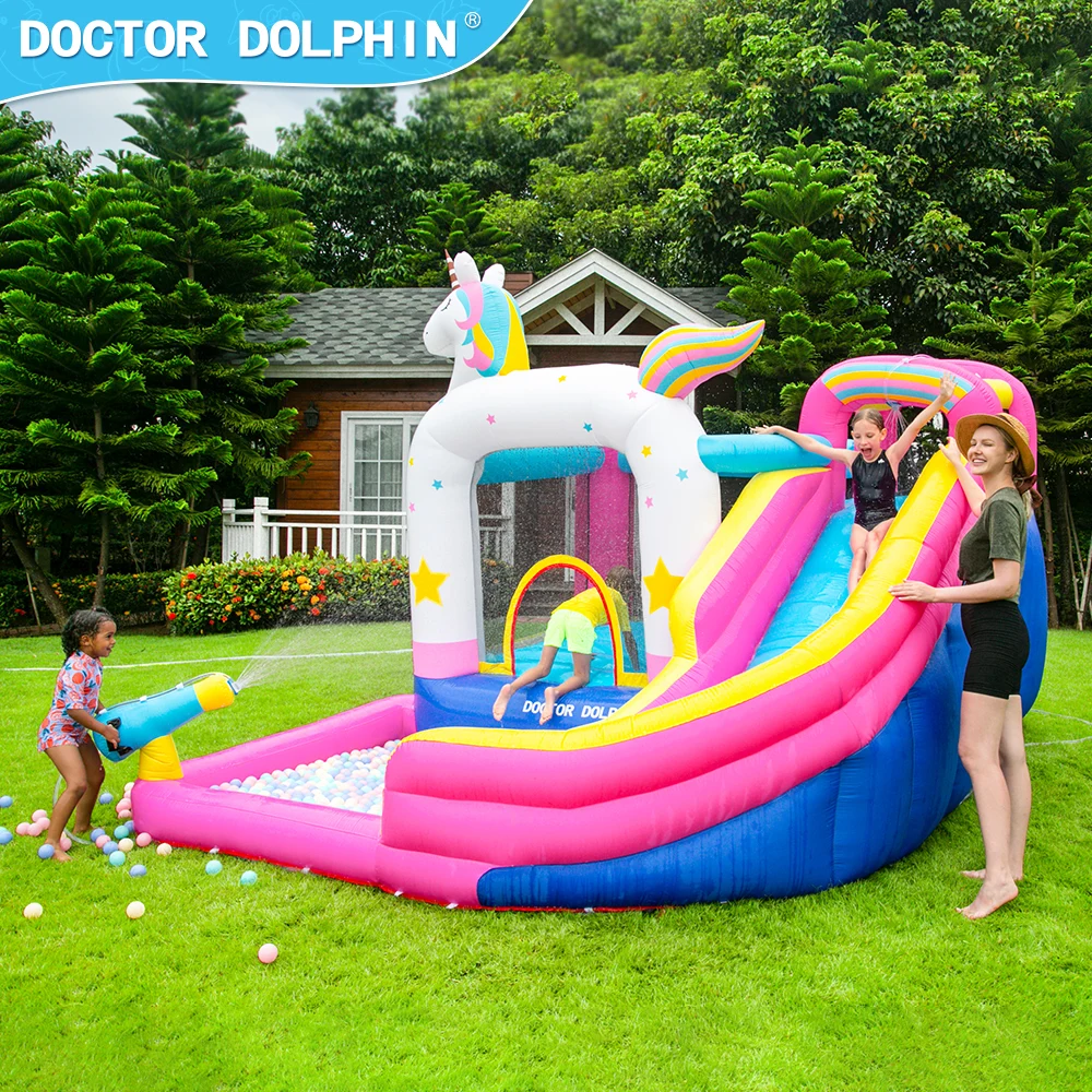 מתקן מתנפח עם מים חד קרן קשת בענן | מתקן רטוב | Doctor Dolphin – תמונה 6
