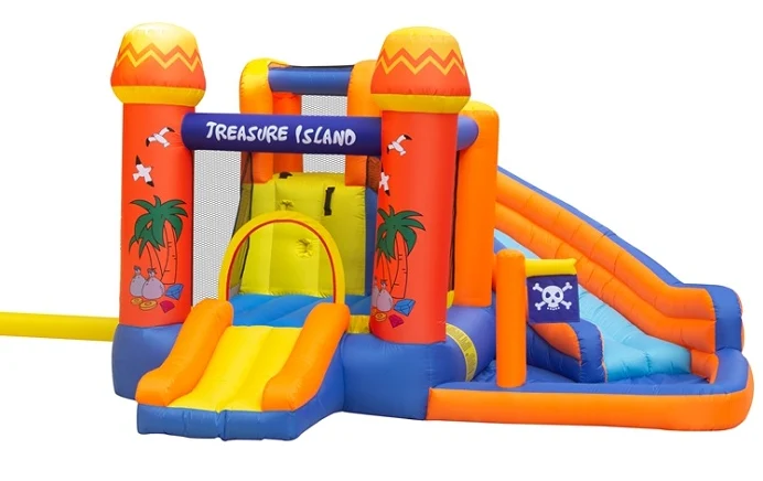 מתקן קפיצה מתנפח אי הפיראטים עם מים | JUMPER | שיכשוכית+מגלשה+קיר טיפוס