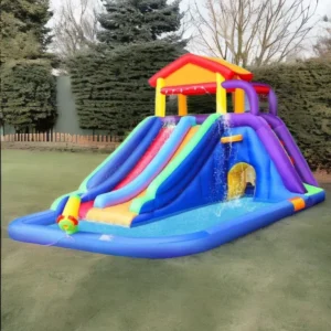 מתקן קפיצה מתנפח עם מים גדול | בית המגלשות | Jumpy Jump מגלשה+משטח קפיצה+קיר טיפוס+שיכשוכית