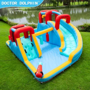 מתקן מתנפח ענק עם מים ושתי מגלשות |מתקן רטוב |Doctor Dolphin