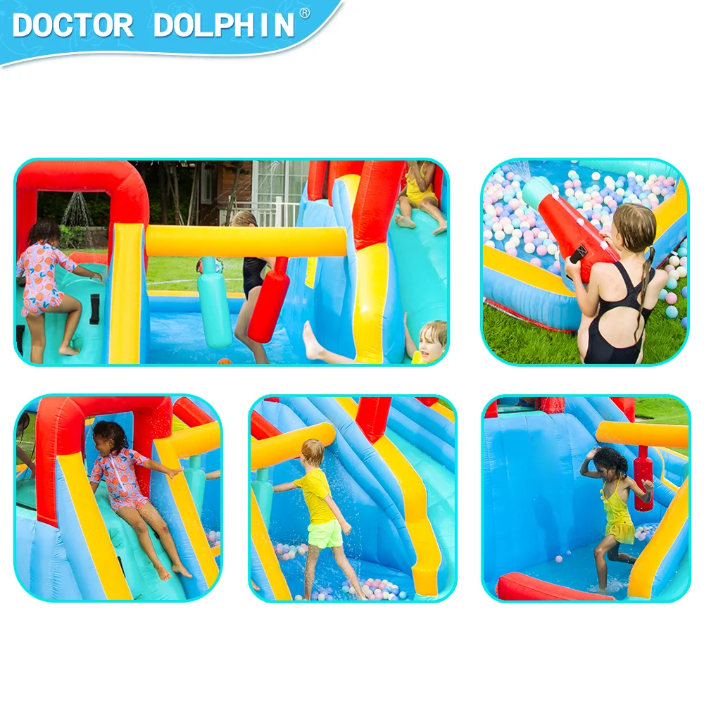 מתקן מתנפח ענק עם מים ושתי מגלשות |מתקן רטוב |Doctor Dolphin – תמונה 3