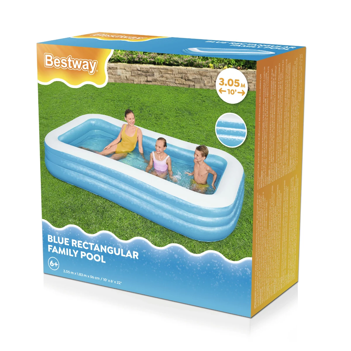 בריכה מלבנית כחולה| 305X183X46 | Bestway – תמונה 3