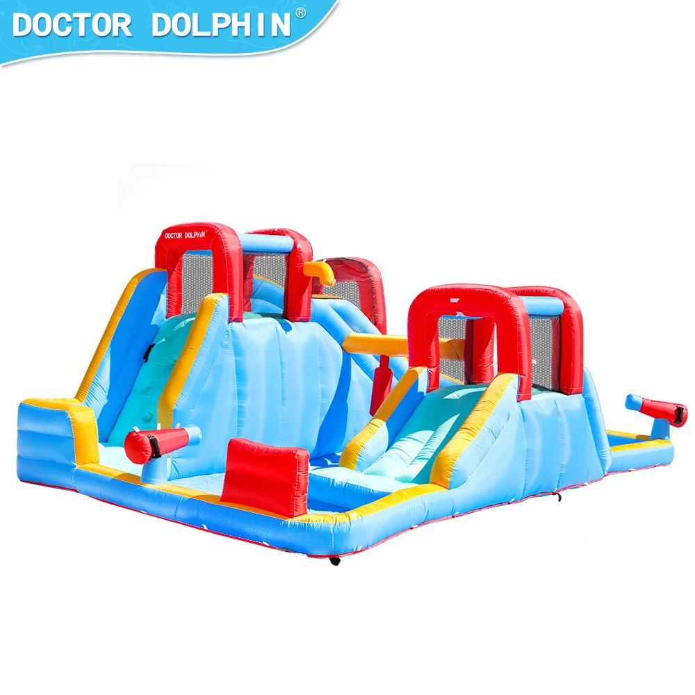 מתקן מתנפח ענק עם מים ושתי מגלשות |מתקן רטוב |Doctor Dolphin – תמונה 6