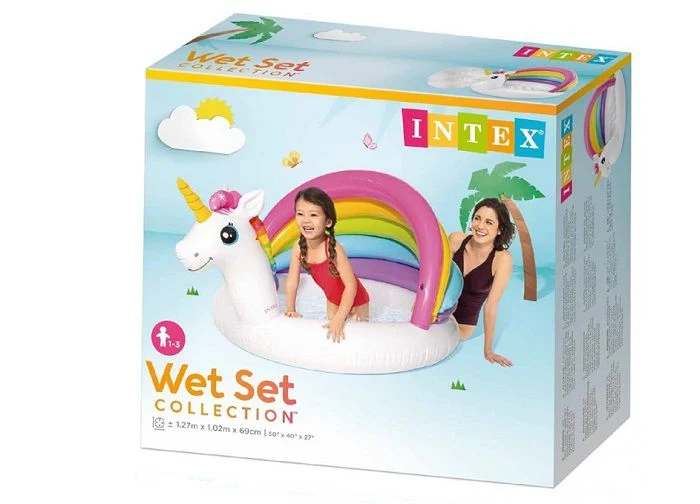 בריכה מתנפחת לפעוטות בעיצוב חד קרן עם גגון | 127X102X69 סמ | INTEX – תמונה 5